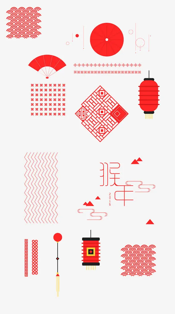 红色春节装饰素材免抠