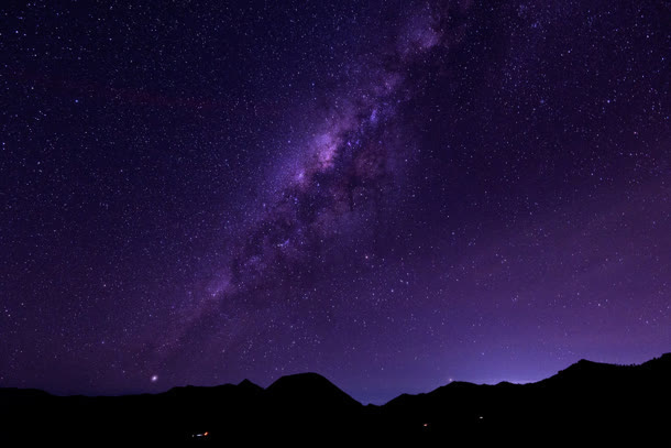 紫色夜空星空银河免抠