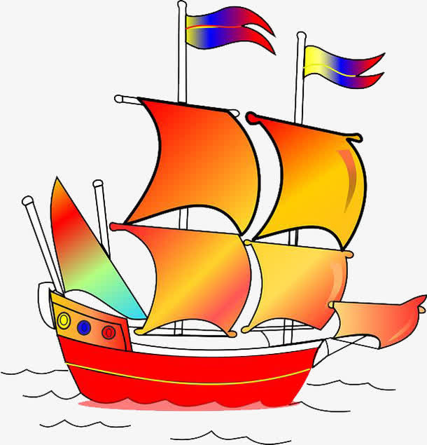 彩绘帆船免抠