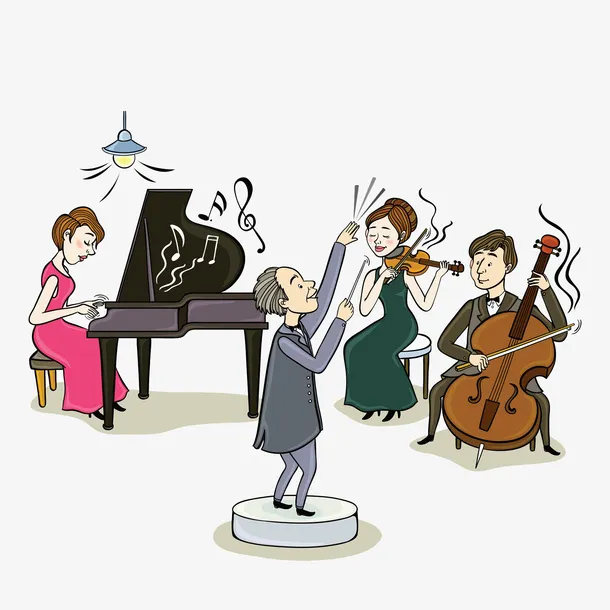 卡通手绘指挥家乐队乐团免扣免抠