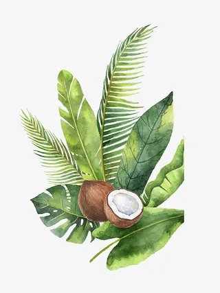 卡通绿叶装饰手绘文艺小清新免抠