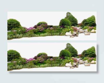 绿色树林石头小路免抠