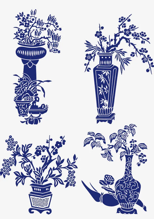 矢量青花瓷花瓶免抠