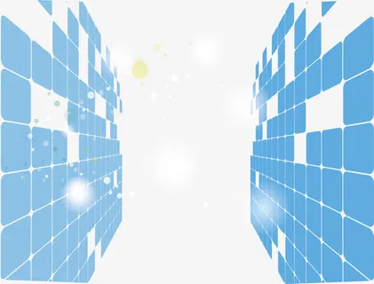 矢量蓝色方块组合科技感透视背景免抠