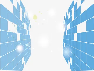 矢量蓝色方块组合科技感透视背景免抠