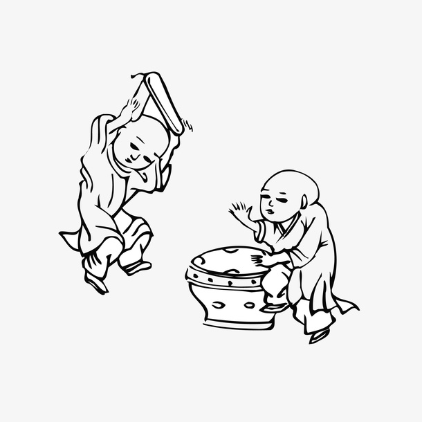 玩耍的孩子古代简笔画免抠