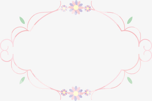 粉色线条花朵框架免抠