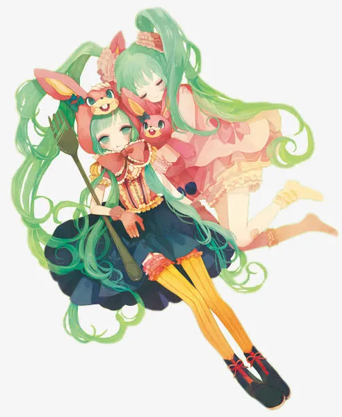 卡通立绘彩绘闺蜜女孩免抠