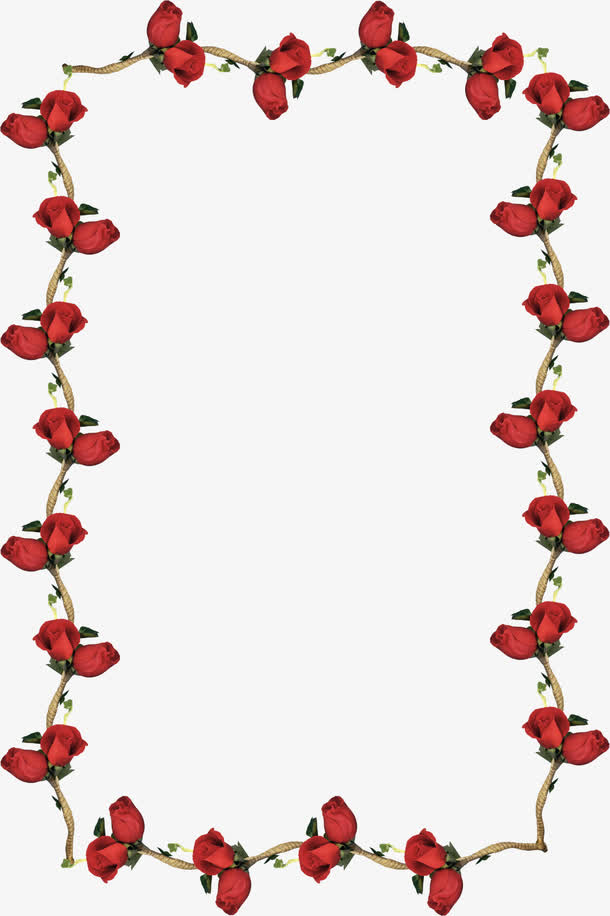 玫瑰花瓣藤蔓边框免抠