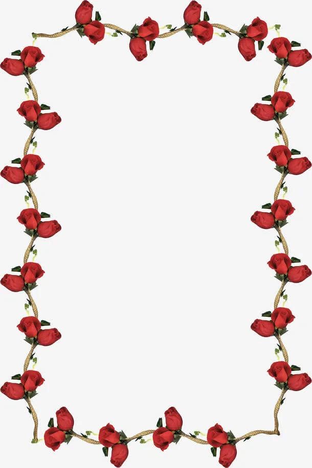 玫瑰花瓣藤蔓边框免抠