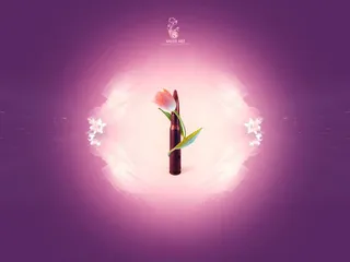 紫粉色渐变白色花朵免抠