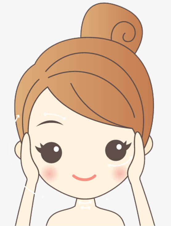 卡通女孩面部美容护理按摩免抠