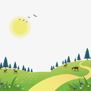 春游踏青春天郊外草原美景插画免抠