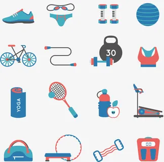 矢量多款运动器械装备免抠手绘/卡通卡通元素