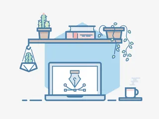 办公桌面插画素材免抠