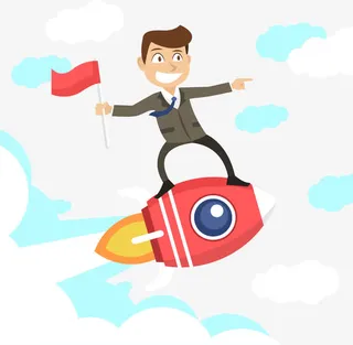 坐火箭的商务小人免抠