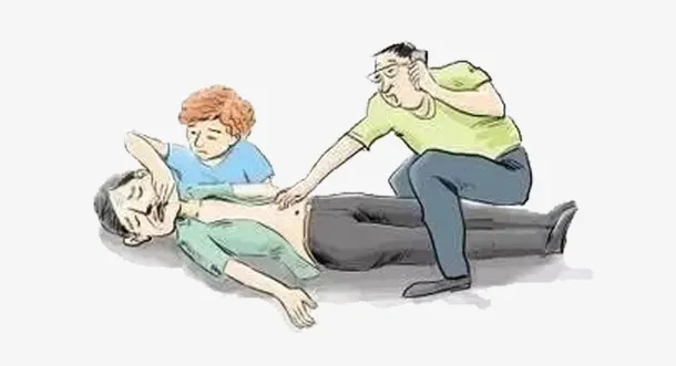 卡通人物老人晕倒免抠