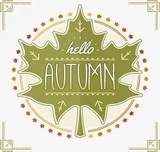 复古风绿色枫叶标题框免抠