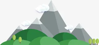 扁平化自然风景山免抠
