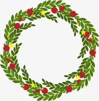 卡通圣诞节花环边框免抠