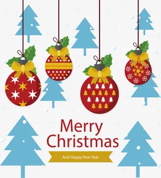 精美圣诞球挂饰海报免抠