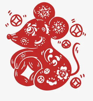 新年老鼠窗花1免抠