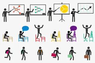 卡通小人校园主题生活扁平化设计免抠