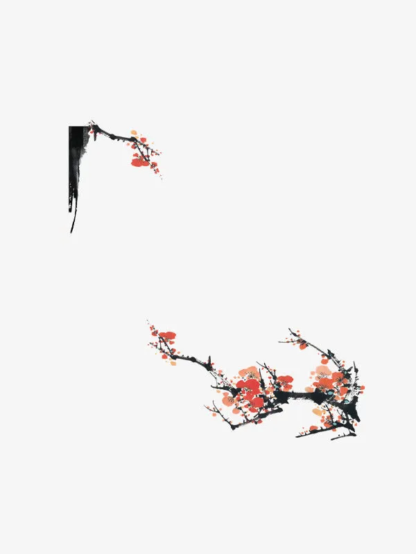 水墨梅花装饰免抠