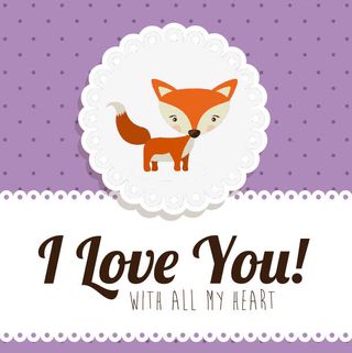 卡通动物love卡片设计免抠