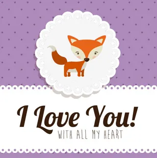 卡通动物love卡片设计免抠