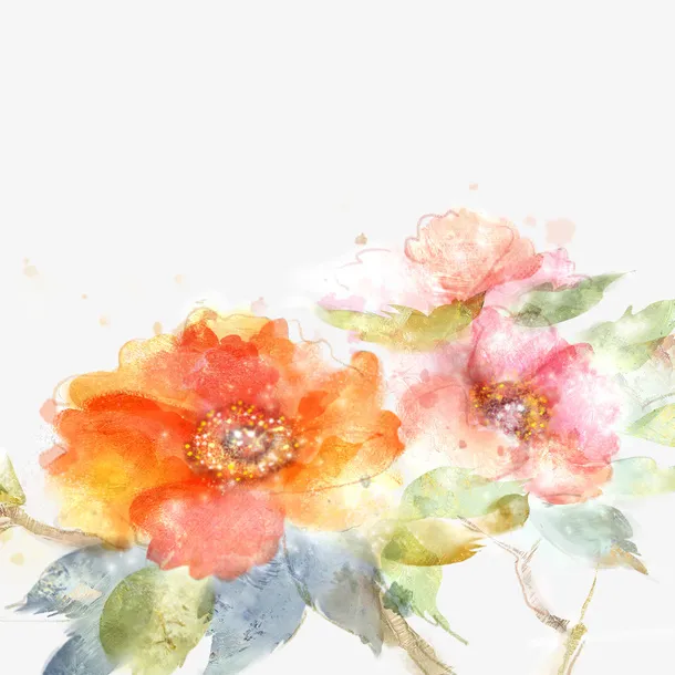 水彩绘画花瓣免抠