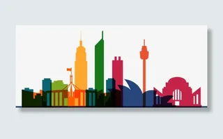 彩色澳大利亚城市剪影矢量图免抠