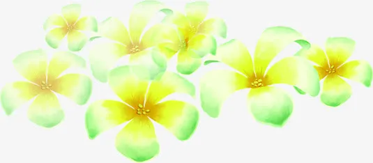 春天黄绿色手绘花朵装饰免抠