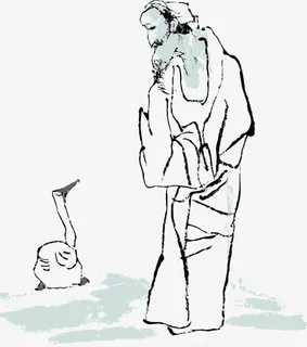 水墨中国画人物矢量手绘免抠