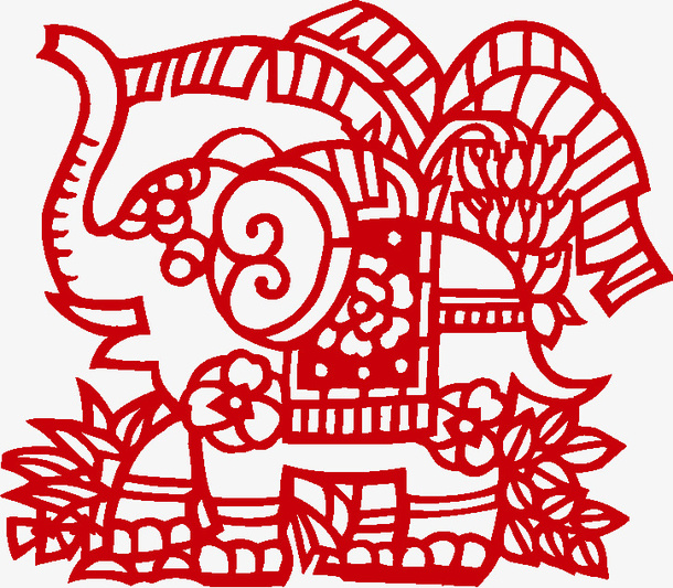 大象剪纸免抠