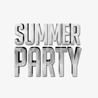 夏天 summer party 金属字体免抠