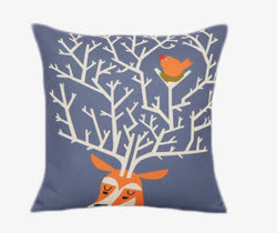 蓝色小鹿抱枕免抠