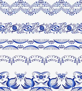 中国风青花瓷花纹边框集合免抠