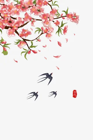 手绘花枝燕子元素图免抠手绘/卡通手绘元素