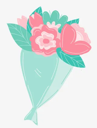 卡通手绘花束粉色花球免抠