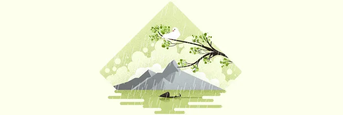 二十四节气雨水卡通banner高清