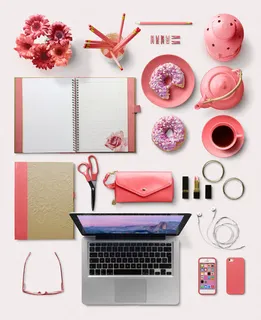 粉色物品菊花甜点笔记本免抠