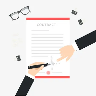 卡通签合同的手臂矢量素材免抠