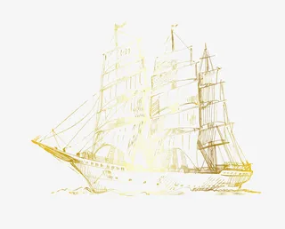 矢量卡通手绘金色一帆风顺免抠