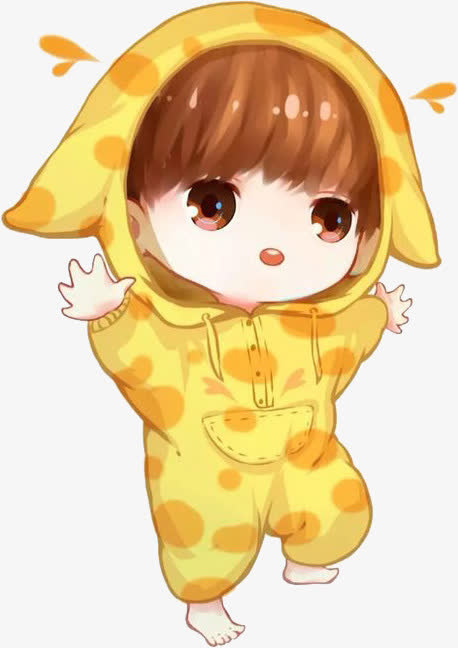 黄色衣服卡通可爱小孩免抠
