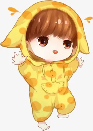 黄色衣服卡通可爱小孩免抠