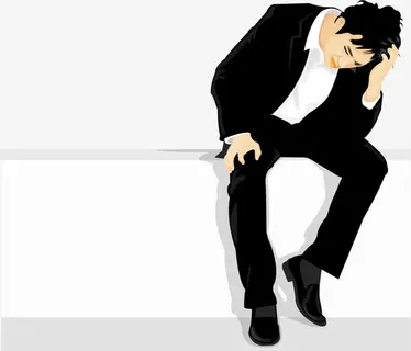 矢量手绘沉思的男子免抠