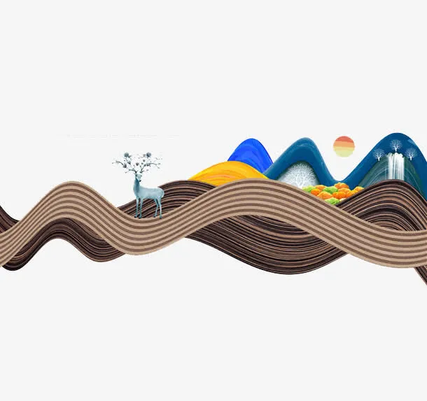 漂浮的棕色线条免抠