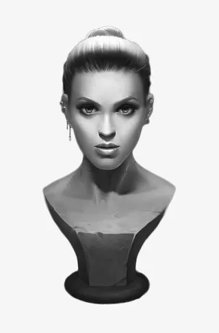 优雅女士石膏头像免抠