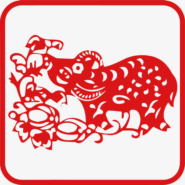 矢量生肖剪影牛免抠